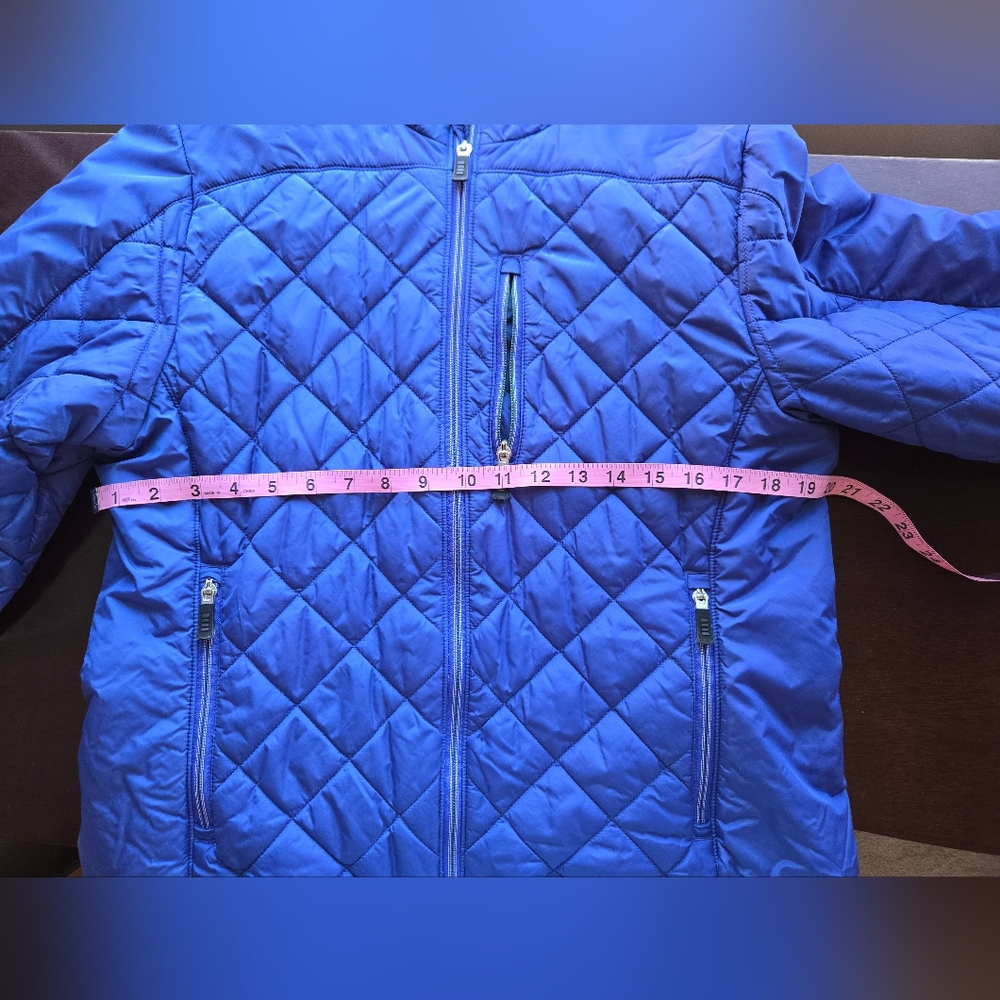 Lands' End  Blue Quilted PrimaLoft Jacket with Green Lining Med. - Picture 4 of 8
